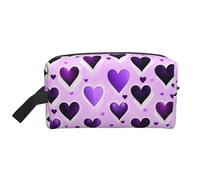 HJLUUFT Neceser moderno con estampado de corazones morados para hombres y mujeres, bolsa organizadora de artículos de aseo para adultos, Blanco, Talla única