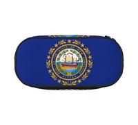 HJLUUFT New Hampshire State Flag Print - Bolsa de maquillaje para cosméticos, estuche de lápices Kawaii con cremallera