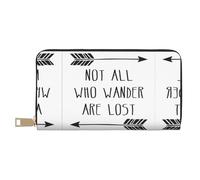 HJLUUFT Not All Who Wander Are Lost - Cartera elegante para mujer, delgada y minimalista, piel sintética, cremallera de metal, Blanco, Talla única, Classic