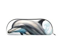 HJLUUFT Ocean Dolphin Looking at You - Bolsa de almacenamiento semicircular, elegante estuche para lápices y bolsa de maquillaje ligera adecuada para la oficina, la vida y los viajes