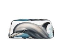 HJLUUFT Ocean Dolphin Looking at You - Estuche de piel para bolígrafos de viaje, maquillaje, ideal para lápices, bolsa de maquillaje y almacenamiento diario elegante