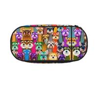 HJLUUFT Oil Cute Schnauzer - Estuche para lápices con estampado de perros Schnauzer simple, resistente, multifuncional, organizador de papelería de oficina