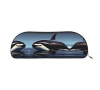 HJLUUFT Orca Killer Whale - Bolsa de almacenamiento semicircular con estampado de ballenas, elegante estuche para lápices y bolsa de maquillaje ligera adecuada para la oficina, la vida y los viajes