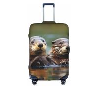 HJLUUFT Otters - Funda de equipaje personalizada, protección para maleta con diseño aprobado por la TSA, se adapta a la mayoría de maletas de 28 pulgadas, Blanco, L