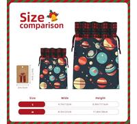 HJLUUFT Outer Space Planet - Bolsas de Navidad con estampado de planetas para regalos, compañeros de trabajo, Navidad, bolsas de regalo de arpillera con cordón
