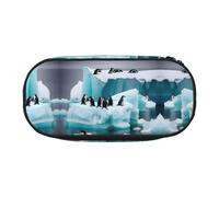 HJLUUFT Penguins On The Iceberg - Bolsa de maquillaje con estampado de pingüinos, bolsa organizadora con cremallera