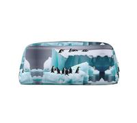 HJLUUFT Penguins On The Iceberg - Estuche portátil de piel para bolígrafos, almacenamiento de maquillaje, bolsa de maquillaje, ideal para lápices, bolsa de maquillaje y artículos pequeños