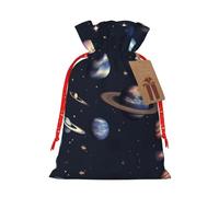 HJLUUFT Planet Stars and Galactic System - Bolsa de lino de arpillera con estampado de estrellas y sistema galáctico, regalos de fiesta de Navidad, bolsa de regalo para regalos, varios tamaños (S, M)
