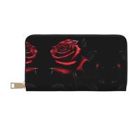 HJLUUFT Red and Roses - Elegante cartera para mujer, delgada y tarjetero, piel sintética y cremallera de metal segura, Blanco, Talla única, Classic