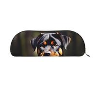 HJLUUFT Rottweiler - Bolsa de almacenamiento semicircular para papel pintado, elegante estuche para lápices y bolsa de maquillaje ligera adecuada para la oficina, la vida y los viajes