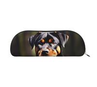 HJLUUFT rottweiler - Estuche semicircular de piel para lápices y bolsa de maquillaje, solución de almacenamiento conveniente para tus artículos esenciales