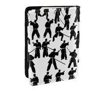 HJLUUFT Silhouettes of Martial Arts - Cartera de cuero para pasaporte para hombres y mujeres, funda para pasaporte de viaje para la familia, Black, Talla única
