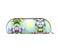 HJLUUFT Spring Happy Easter Holiday - Estuche de piel para bolígrafos y maquillaje portátil semicircular - Elegante estuche para lápices para oficina, viajes y almacenamiento diario, Gold, Talla