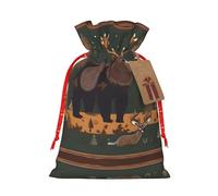 HJLUUFT The Bear Deer - Bolsa de lino de arpillera con estampado de ciervo para regalos de Navidad, regalos de varios tamaños (S, M)