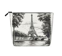 HJLUUFT The Eiffel Tower in Paris - Bolsas de maquillaje de viaje, organizador de cosméticos, bolsa de maquillaje de gran capacidad, bolsa de aseo para mujer, color negro, talla única, Black, Talla