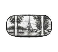 HJLUUFT The Eiffel Tower in Paris - Estuche para lápices, organizador para lápices, oficina, universidad, escuela, uso diario, Black, Talla única, Bonito