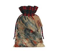 HJLUUFT The Legendary Dragon Print Christmas Color Block - Bolsas de regalo de arpillera con cordón para regalos de compañeros de trabajo