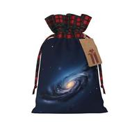 HJLUUFT Universe Milky Way - Bolsas de Navidad con estampado de galaxia para regalos de compañeros de trabajo, bolsas de regalo de arpillera con cordón