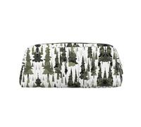 HJLUUFT White Trees - Estuche de cuero de grano cruzado de alta calidad con patrón de camuflaje y bolsa de maquillaje, almacenamiento versátil para bolígrafos, cosméticos y más