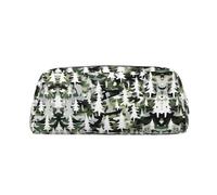 HJLUUFT White Trees - Estuche portátil de piel con diseño de camuflaje, almacenamiento de maquillaje, bolsa de maquillaje, ideal para lápices, bolsa de maquillaje y artículos pequeños, Silver, Talla