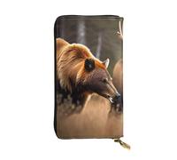 HJLUUFT Wildlife Hunting Deer Bear Elk - Cartera elegante para mujer, piel sintética, cremallera de metal, delgada y compacta, cartera de mano para mujer, Negro -, Talla única, Classic