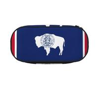 HJLUUFT Wyoming State Flag - Bolsa de maquillaje con estampado de bandera del estado de Wyoming, bolsa organizadora con cremallera
