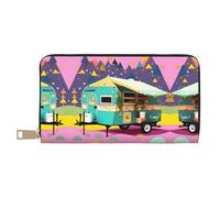 HJLUUFT You Make Me Happy Camper Trailer - Cartera para mujer, diseño delgado y minimalista, ideal para tarjetas de crédito y dinero en efectivo, piel sintética, cremallera de metal, Blanco, Talla