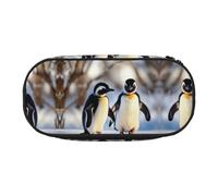 HJLUUFT Young Penguins With Snow Print - Neceser de maquillaje con cremallera