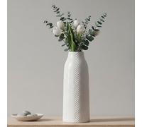 hjn Jarrón Blanco Grande, jarrón de cerámica para decoración del hogar, jarrón de Flores para centros de Mesa, jarrones Altos para Sala de Estar, estantería, Chimenea, Mesa, Textura Blanca (Grande)