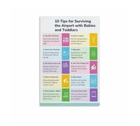 HJNAOKGWHQ 10 Tips for Surviving the Airport with Baby & Toddlers Poster, Funny Parenting Humor Wall Art for Nursery & Playroom Decor(Framed,12x18inch(30x45cm))