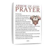HJNAOKGWHQ Armor of God Prayer Wall Decor - Biblical Scripture Art Print on Canvas, Uplifting Religious Gift for Confirmation, Baptism and Home Devotional Space(Framed,08x12inch(20x30cm))