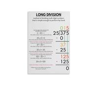 HJNAOKGWHQ Kids Math Long Division Poster, Durable Laminated Learning Chart, Step-by-Step Guide for Homeschool, 3rd 4th 5th Grade Students(Unframed,12x18inch(30x45cm))
