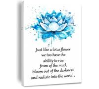 HJNAOKGWHQ Lotus Flower Quote Canvas - Just Like a Lotus We Too Have the Ability to Rise - Spiritual Gift Idea for Women, Men - Home Office Decor(Framed,12x18inch(30x45cm))