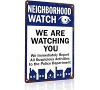HJNAOKGWHQ Neighborhood Watch Warning Sign Funny Vintage Metal Tin Sign for Yard Fence Gate Driveway Wall Decor 8 X 12 in