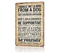 HJNAOKGWHQ Rustic Metal Sign Lessons From A Dog Loyalty Joy Forgiveness Vintage Decor For Dog Lover Pet Owner Gift 8 X 12 inch