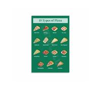 HJNAOKGWHQ The Pizza Chart Poster - A Vintage Guide to Styles and Toppings, Retro Kitchen Wall Art Canvas Print for Home Chef(Framed,12x18inch(30x45cm))