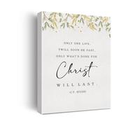 HJNAOKGWHQ Watercolor Scripture Art on Canvas - “What’s Done for Christ Endures”, Motivational Christian Wall Art for Contemporary Home, Office, Library, Church Foyer(Framed,16x24inch(40x60cm))