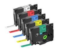 hJNGdU Cinta de Etiquetas 5PK/10PK de 12mm Compatible con Tz-231 TZE 231 Cintas laminadas en Blanco y Negro para Suministros de Impresora de Etiquetas(5PK-Mix-Colors)
