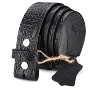 HJones Cinturón de repuesto para hombre, sin hebilla, cinturón de cuero para hombre con cinturón plateado a presión sin hebilla de 1 1/2 pulgadas de ancho, Negro-Lagarto, 42