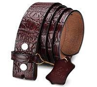 HJones Western - Cinturones para hombre sin hebilla, hebillas de cinturón de vaquero para hombre, cinturón de piel auténtica de 1.5 pulgadas de ancho, sin hebilla, Marrón, cocodrilo, 46