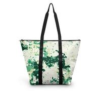 HJOSWVNS Tote Bag Amarillo Verde Graffiti Bolsa Playa Poliéster Bolsas de Tela Reutilizable Bolsas de Viaje Plegable Bolso Playa Cremallera Bolsos de Mano Mujer Bolso Viaje 38x56cm/2 Pcs