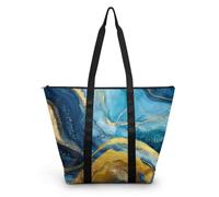 HJOSWVNS Tote Bag Azul Cielo Dorado Bolsa Playa Poliéster Bolsas de Tela Reutilizable Bolsas de Viaje Plegable Bolso Playa Cremallera Bolsos de Mano Mujer Bolso Viaje 38x56cm/2 Pcs