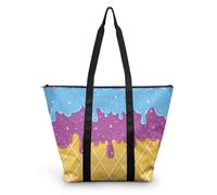 HJOSWVNS Tote Bag Azul Del Cielo Púrpura Bolsa Playa Poliéster Bolsas de Tela Reutilizable Bolsas de Viaje Plegable Bolso Playa Cremallera Bolsos de Mano Mujer Bolso Viaje 38x56cm/1 Pcs