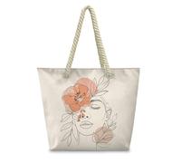 HJOSWVNS Tote Bag Flor De La Niña Naranja Bolsa Playa Poliéster Bolsas de Tela Reutilizable Bolsas de Viaje Plegable Bolso Playa Cremallera Bolsos de Mano Mujer Bolso Viaje 36x37cm/1