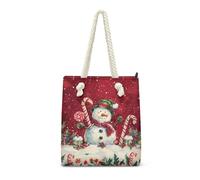 HJOSWVNS Tote Bag Hombre De Nieve Rojo Bolsa Playa Poliéster Bolsas de Tela Reutilizable Bolsas de Viaje Plegable Bolso Playa Cremallera Bolsos de Mano Mujer Bolso Viaje 36x37cm/1