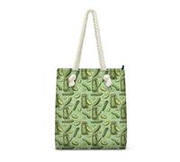 HJOSWVNS Tote Bag Impresión Verde De Fruta Bolsa Playa Poliéster Bolsas de Tela Reutilizable Bolsas de Viaje Plegable Bolso Playa Cremallera Bolsos de Mano Mujer Bolso Viaje 36x37cm/2