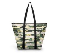 HJOSWVNS Tote Bag Raya Verde Amarillo Bolsa Playa Poliéster Bolsas de Tela Reutilizable Bolsas de Viaje Plegable Bolso Playa Cremallera Bolsos de Mano Mujer Bolso Viaje 38x56cm/1 Pcs