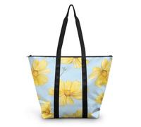 HJOSWVNS Tote Bag Tela Amarillo Azul Cielo Bolsa Tela Poliéster Bolsa Compra Plegable Bolso de Mano de Mujer Reutilizable Totebag Playa Cremallera Duradero Bolso Viaje 38x56cm/1 Pcs
