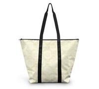 HJOSWVNS Tote Bag Tela Amarillo Claro Blanca Bolsa Tela Poliéster Bolsa Compra Plegable Bolso de Mano de Mujer Reutilizable Totebag Playa Cremallera Duradero Bolso Viaje 38x56cm/1 Pcs