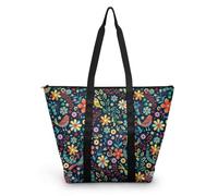 HJOSWVNS Tote Bag Tela Azul Animal Amarillo Bolsas de Tela Poliéster Bolso de Mano de Mujer Reutilizable Bolsa Compra Plegable Tote Bag Cremallera Bolso Viaje Duradero Totebag 38x56cm/2 Pcs